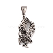 304 Stainless Steel Pendants, Eagle Charm, Antique Silver, 40.5x20x10mm, Hole: 9x4.5mm(STAS-K283-25AS)