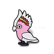 Parrot Alloy Enamel Brooches, Black Enamel Pin, Pearl Pink, 34x26x2mm(JEWB-K021-02D-EB)