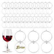 Flat Round Transparent Acrylic Wine Glass Charms, with Brass Hoop Earring Findings, Clear, 57mm, 60pcs/set(AJEW-AB00109)