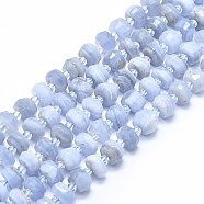 Natural Blue Lace Agate Beads Strands, Faceted, Nuggets, 10x4~7mm, Hole: 1.2mm, about 43pcs/strand, 15.55 inch(39.5cm)(G-F715-033B)