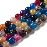 Colored Natural Multi-Color Agate Beads Strands, Faceted Round, Colorful, 8mm, Hole: 1mm, about 47~48pcs/strand, 14.1~14.6 inch(G-R177-8mm-07)