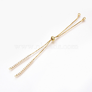 Adjustable Brass Micro Pave Cubic Zirconia Chain Bracelet Making, Slider Bracelets Making, Golden, 240~250mm, 1mm, Hole: 1.5mm(X-ZIRC-T004-39G)