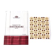 Rectangle with Tartan Pattern Paper Baking Bags, No Handle & Oil-proof Bags, with Sticker, for Gift & Food Wrapping, White, 32x21x0.05cm(CARB-K0001-01A)