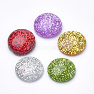 Resin Cabochons, with Glitter Powder, Dome/Half Round, Mixed Color, 16x5mm(X-CRES-Q197-50)