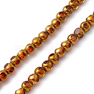 Electroplate Glass Beads Strands, Half Rainbow Plated, Faceted Round, Orange, 4.5x4mm, Hole: 0.8mm, about 63pcs/strand, 10.24 inch(26cm)(EGLA-L036-HR01)