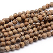 Natural Picture Jasper Round Bead Strands, 6mm, Hole: 1mm, about 64pcs/strand, 16 inch(G-J303-08-6mm)