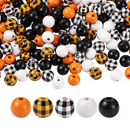 Kissitty Painted Natural Wood Beads, Round, Mixed Color, 210pcs/box(WOOD-KS0001-14)