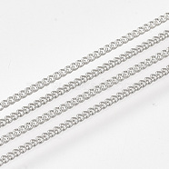 Iron Curb Chains, with Spool, Soldered, Platinum, 1.6x1.2x0.3mm, about 100yard/roll(CH-S131-01P)
