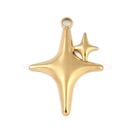 Ion Plating(IP) 304 Stainless Steel Pendants, Star Charm, Real 18K Gold Plated, 36x26x3mm, Hole: 2.5mm(STAS-U019-04G)