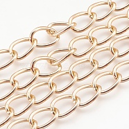 Decorative Chain Aluminium Twisted Chains Curb Chains, Unwelded, Golden, 15x10x2mm(CHA-M001-16)