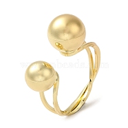 Brass Open Cuff Rings, Ball Rings for Women, Real 18K Gold Plated, 2.5~6mm, Inner Diameter: 18mm(RJEW-Q778-01G)