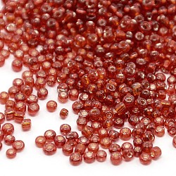 (Repacking Service Available) 8/0  Glass Seed Beads, Silver Lined Round Hole, Round, Red, 3mm, Hole: 1mm, about 12G/bag(SEED-C014-3mm-25)