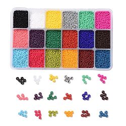 450G 18 Colors 12/0 Grade A Round Glass Seed Beads, Baking Paint, Mixed Color, 2x1.5mm, Hole: 0.7mm, 25g/color, about 48000pcs/box(SEED-JP0012-10-2mm)
