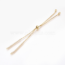 Adjustable Brass Micro Pave Cubic Zirconia Chain Bracelet Making, Slider Bracelets Making, Golden, 240~250mm, 1mm, Hole: 1.5mm(X-ZIRC-T004-39G)