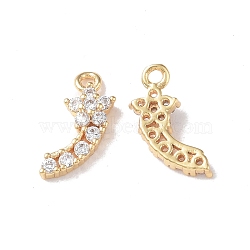 Brass Micro Pave Cubic Zirconia Pendants, Real 18K Gold Plated, 13x10x3mm, Hole: 1mm(KK-I702-55G)