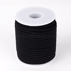 Round Polyester Cords, Black, 3mm, about 21.87 yards(20m)/roll(OCOR-L031-01)