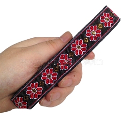 6.8M Ethnic Style Polyester Jacquard Flower Ribbon, Red, 3/4 inch(20mm), about 7.44 Yards(6.8m)/Roll(PW-WG88873-12)
