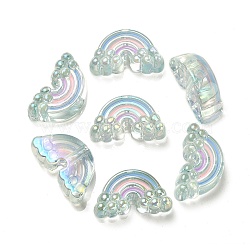 UV Plating Rainbow Iridescent Acrylic Enamel Beads, Rainbow, Light Blue, 17x29x11mm, Hole: 3.5mm(OACR-G012-08A)