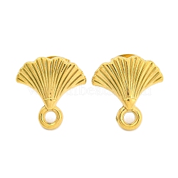 Ion Plating(IP) 304 Stainless Steel Studs Earring Findings, Leaf, Real 18K Gold Plated, 16x15.5mm, Hole: 2.5mm, Pin: 0.5mm(EJEW-H013-15G)