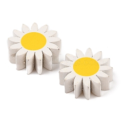 Spray Painted Wood Beads, Sunflower Bead, White, 22mm(WOCR-PW0003-75A)