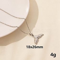 Stylish Ocean 304 Stainless Steel Fishtail Pendant Necklace for Women(ZE1503-3)