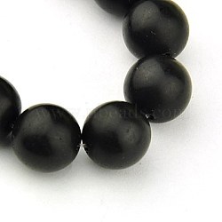 Synthetic Black Stone Beads Strands, Frosted, Round, Black, 12mm, Hole: 1.2mm, about 33pcs/strand, 15.5 inch(X-G508-3)