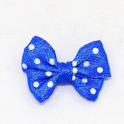 Spot Ribbon Hair Bows, Fabric Material in Polka Dots Design, good for Dress & Hair Jewelry Decoration, Dark Blue, about 17~18mm wide, 24mm long(DBF020-9)