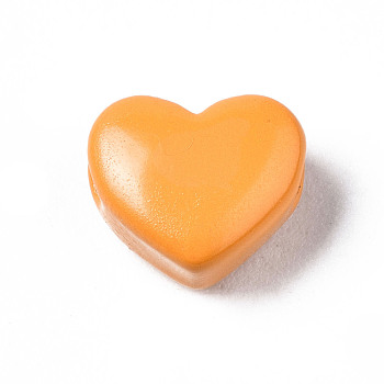 Spray Painted Brass Beads, Heart, Dark Orange, 9x10.5x6mm, Hole: 2mm