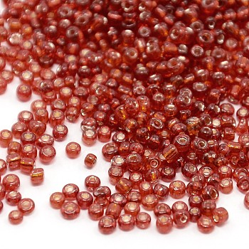(Repacking Service Available) 8/0  Glass Seed Beads, Silver Lined Round Hole, Round, Red, 3mm, Hole: 1mm, about 12G/bag
