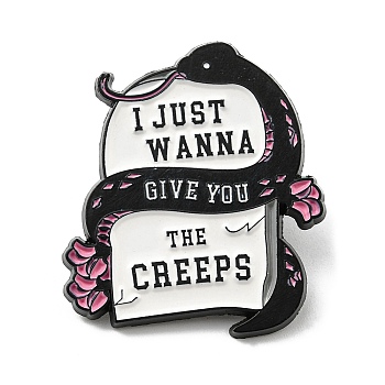 Halloween Tombstone Alloy Enamel Pin, Word I Just Wanna Give You The Cheeps Brooch for Backpack Clothes, Snake, 30.5x26.5x1.6mm