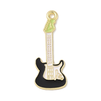 Alloy Enamel Pandants, Golden, Guitar, 31x12x1mm, Hole: 1.8mm