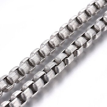 304 Stainless Steel Box Chains, Unwelded, Stainless Steel Color, 8mm, Link: 8x7.5x4.5mm
