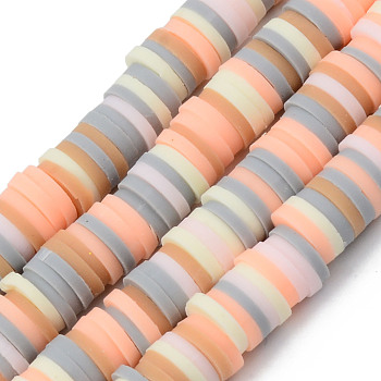 Handmade Polymer Clay Beads Strands, for DIY Jewelry Crafts Supplies, Heishi Beads, Disc/Flat Round, Silver, 6x0.5~1mm, Hole: 1.8mm, about 320~447pcs/strand, 15.75 inch~16.14 inch(40~41cm)