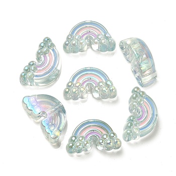 UV Plating Rainbow Iridescent Acrylic Enamel Beads, Rainbow, Light Blue, 17x29x11mm, Hole: 3.5mm