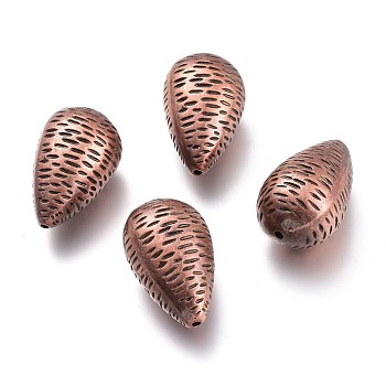 CCB Plastic Beads, Teardrop, Red Copper, 39x23x23mm, Hole: 2mm