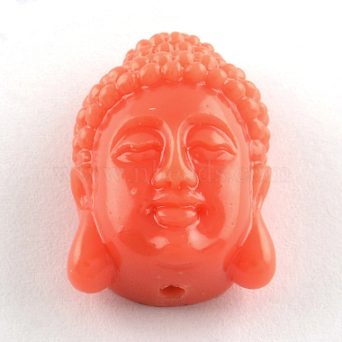 Perles de corail synthétiques teintes tête de Bouddha(X-CORA-R011-16)-2