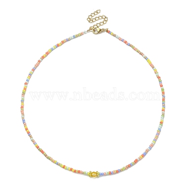 Natural Mixed Gemstone & Glass Seed Beaded Necklace(NJEW-JN04426)-3