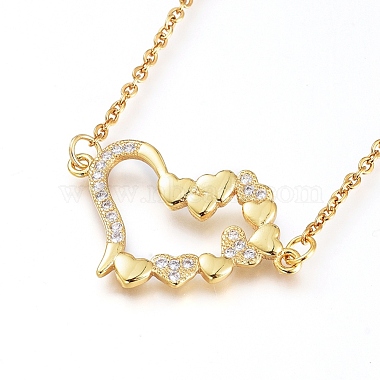Brass Cubic Zirconia Pendant Necklace & Stud Earring Jeweley Sets(SJEW-L154-11G)-4