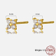 Golden Sterling Silver Flower Stud Earrings(FC2873-1)-1