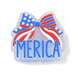 Independence Day Silicone Beads, Focal Beads, Bowknot, 27x29x7mm, Hole: 2.4mm(SIL-E013-01A)