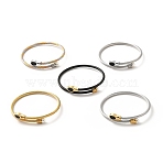 304 Stainless Steel Twist Rope Cuff Bangle, Eaneml Oval & Acrylic Pearl Beaded Torque Bangle for Women, Mixed Color, 1/8 inch(0.3cm), Inner Diameter: 2 inch(5.2cm)(BJEW-P283-18M)