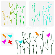 3Pcs 3 Styles Spring Theme PET Hollow Out Drawing Painting Stencils, for DIY Scrapbook, Photo Album, Tree & Bird Pattern, Spring Theme Pattern, 150~300x150~300mm, 1pc/style(DIY-WH0394-0010)