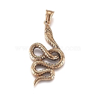 Fashionable Retro Halloween Jewelry 304 Stainless Steel Snake Pendants, Antique Golden, 51x26x4mm, Hole: 4x8mm(STAS-L017-105AG)