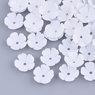 Opaque Resin Bead Caps, 5-Petal, Flower, White, 9.5x10x3.5mm, Hole: 1.2mm(X-RESI-T040-031C)