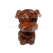 Resin Dog Display Decoration, with Natural Red Agate Chips inside Statues for Home Office Decorations, 25x30x40mm(PW-WG36855-01)