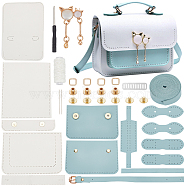 DIY Imitation Leather Sew on Women's Crossbody Handbag Making Kit, include Needle, Screwdriver, Thread, Cat Head Decorative Clasp, Magnetic Clasp, Aqua, Finished: 15x19x6cm(DIY-WH0320-17)