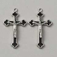 Alloy Enamel Pendants, Crucifix Cross Charm, Black, 41x23x5mm, Hole: 1.6mm, 10pcs/bag(ENAM-TAC0016-05A)