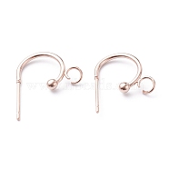 304 Stainless Steel Half Hoop Earrings, Real Rose Gold Plated, 15.5x12.5x2.4mm, Pin: 0.7mm(STAS-Z028-B02-RG)