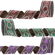 Elite 3Pcs 3 Colors Ethnic Style Embroidery Polyester Ribbons, Jacquard Ribbon, Tyrolean Ribbon, Garment Accessories, Oval Pattern, Mixed Color, 1-3/8 inch(34mm), about 7.66 Yards(7m)/pc, 1pc/color(OCOR-PH0003-93)