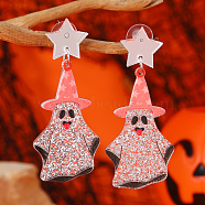 Funny Halloween Acrylic Stud Earrings, Pink, Ghost(UY2581-3)